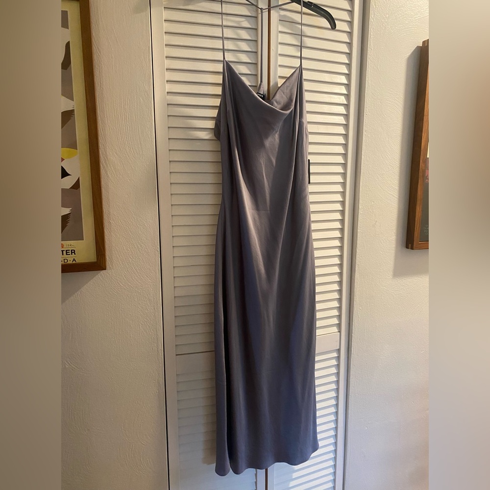 Express Silver Slip Dress Spaghetti Strap Backless